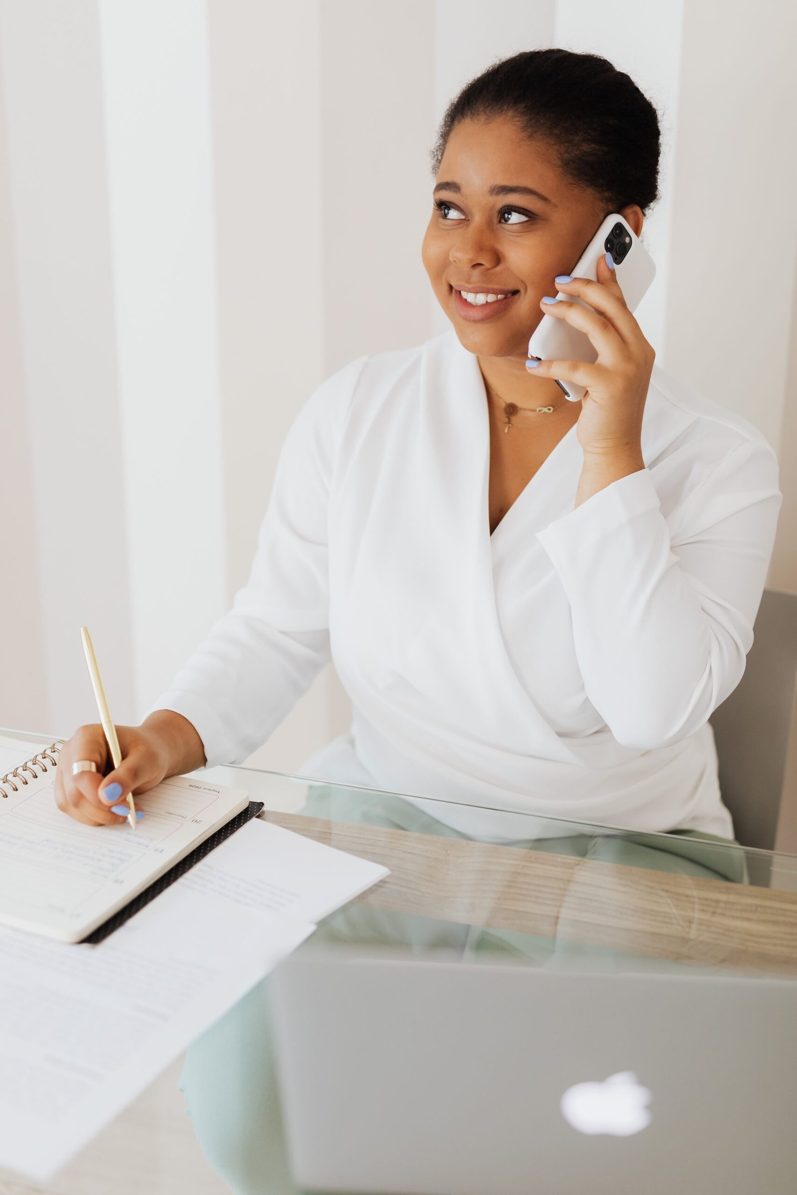 A woman on a phone
